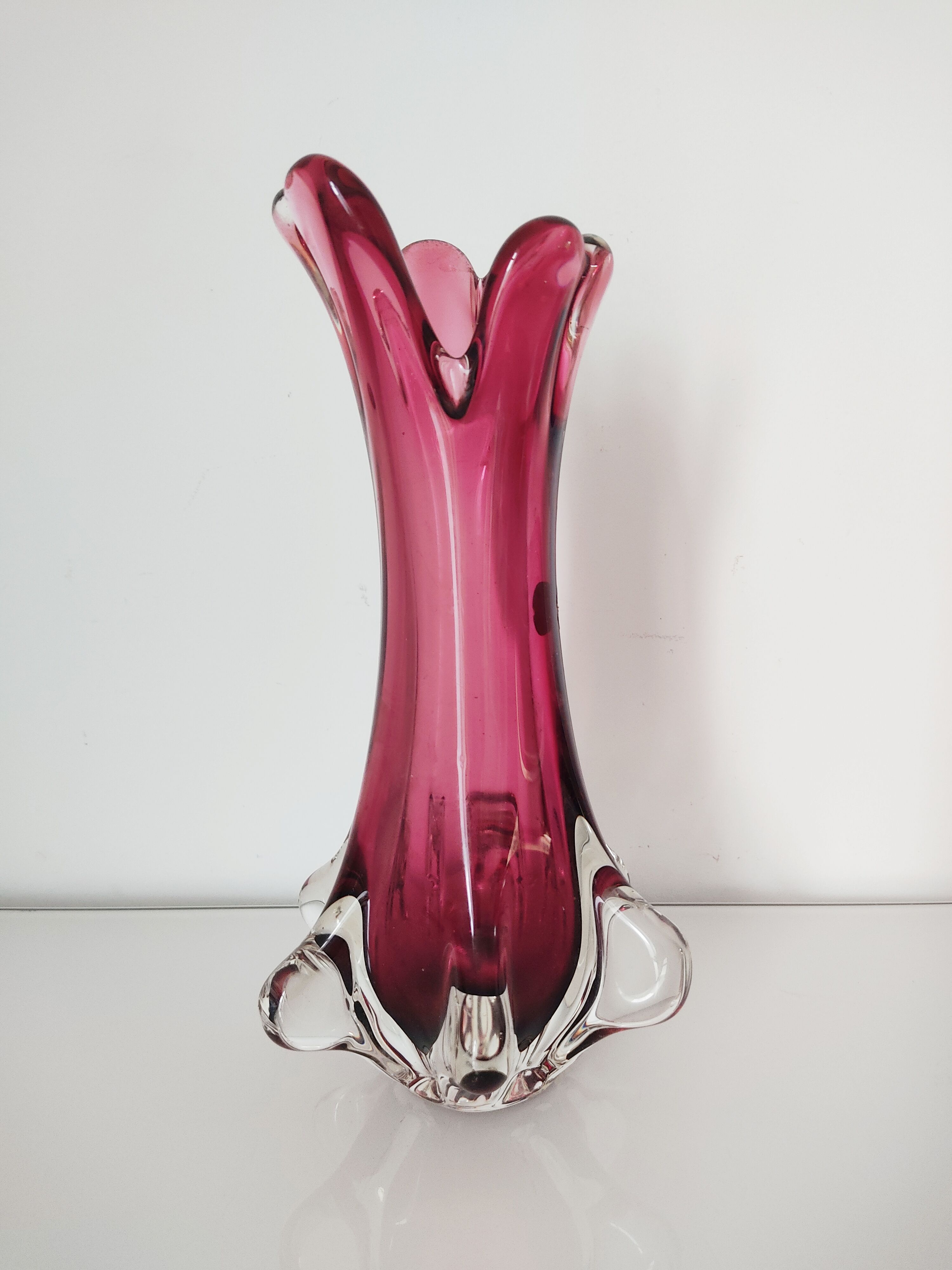 Vase Murano splash pink glass