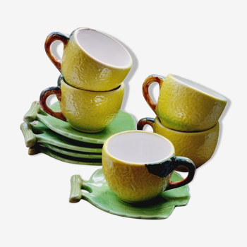 Lot de 5 tasses en barbotine citron