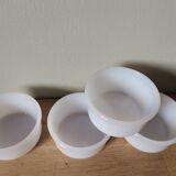 Set of 4 vintage arcopal bowl ramekins white lever France