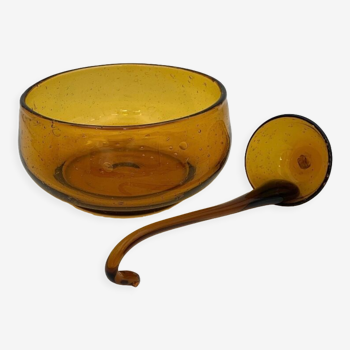 Coupe vintage à sangria, punch verre Biot, années 1970