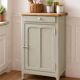 Vintage Parisian cupboard with 1 door, 1 drawer, reimagined in grey-green.