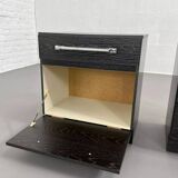 Pair of vintage black and chrome bedside tables