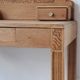 Art Deco oak desk, stripped finish, console size, 3 drawers.
