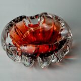 Sommerso bubbles pocket by Flavio Poli for Seguso, red Murano glass, Italy, 1970