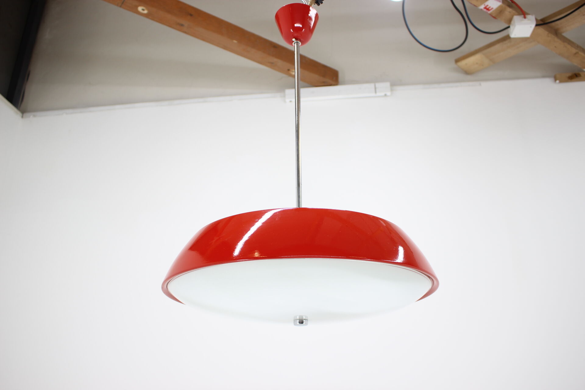Mid-century red chandelier, Napako, 1970