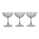 3 antique champagne glasses in ridged engraved crystal