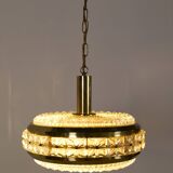 Vitrika 'Prizmpendel' brass and pressed glass pendant lamp