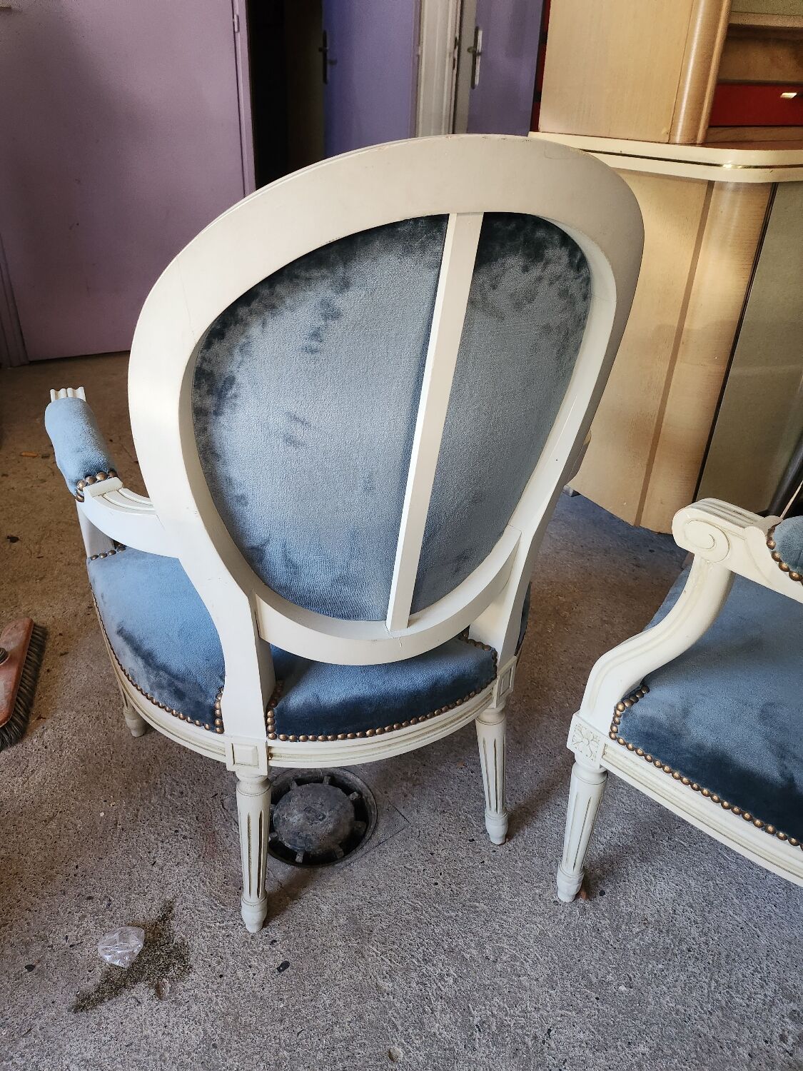 Pair of Louis XVI style armchairs