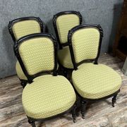 Set of 4 Napoleon III period chairs in black lacquered wood circa 1850