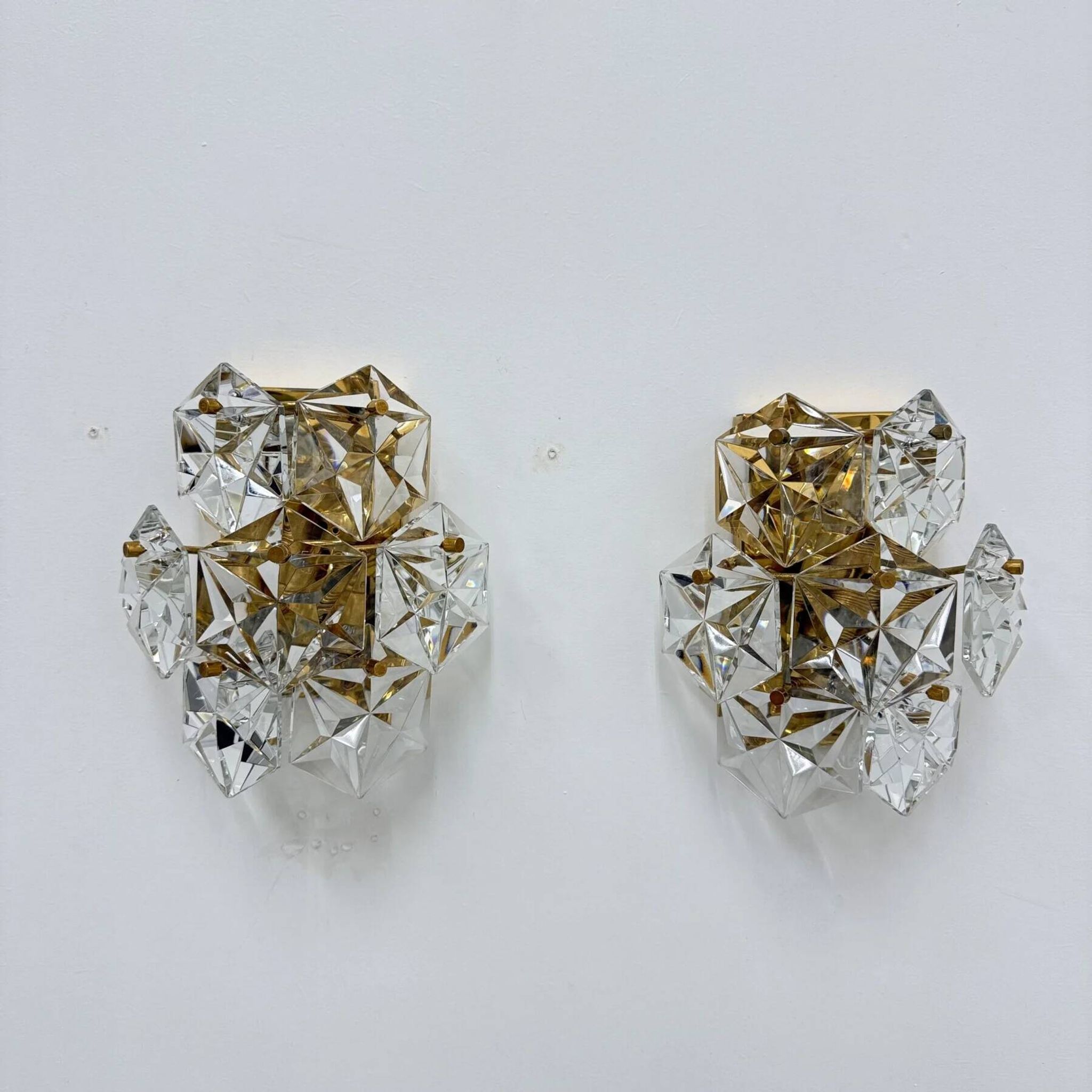Mid-century pair of crystal sconces by Kinkeldey, Germany, 1970s