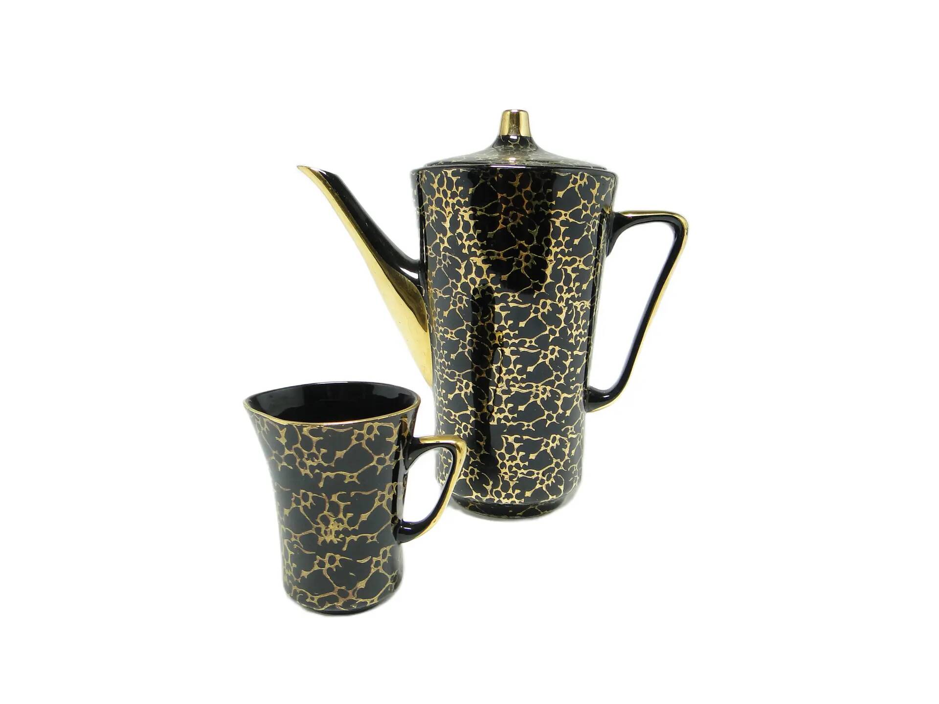Cafetière Ira et sucrier, design moderne du milieu du siècle, porcelaine, Ćmielów, Pologne, années 1970.