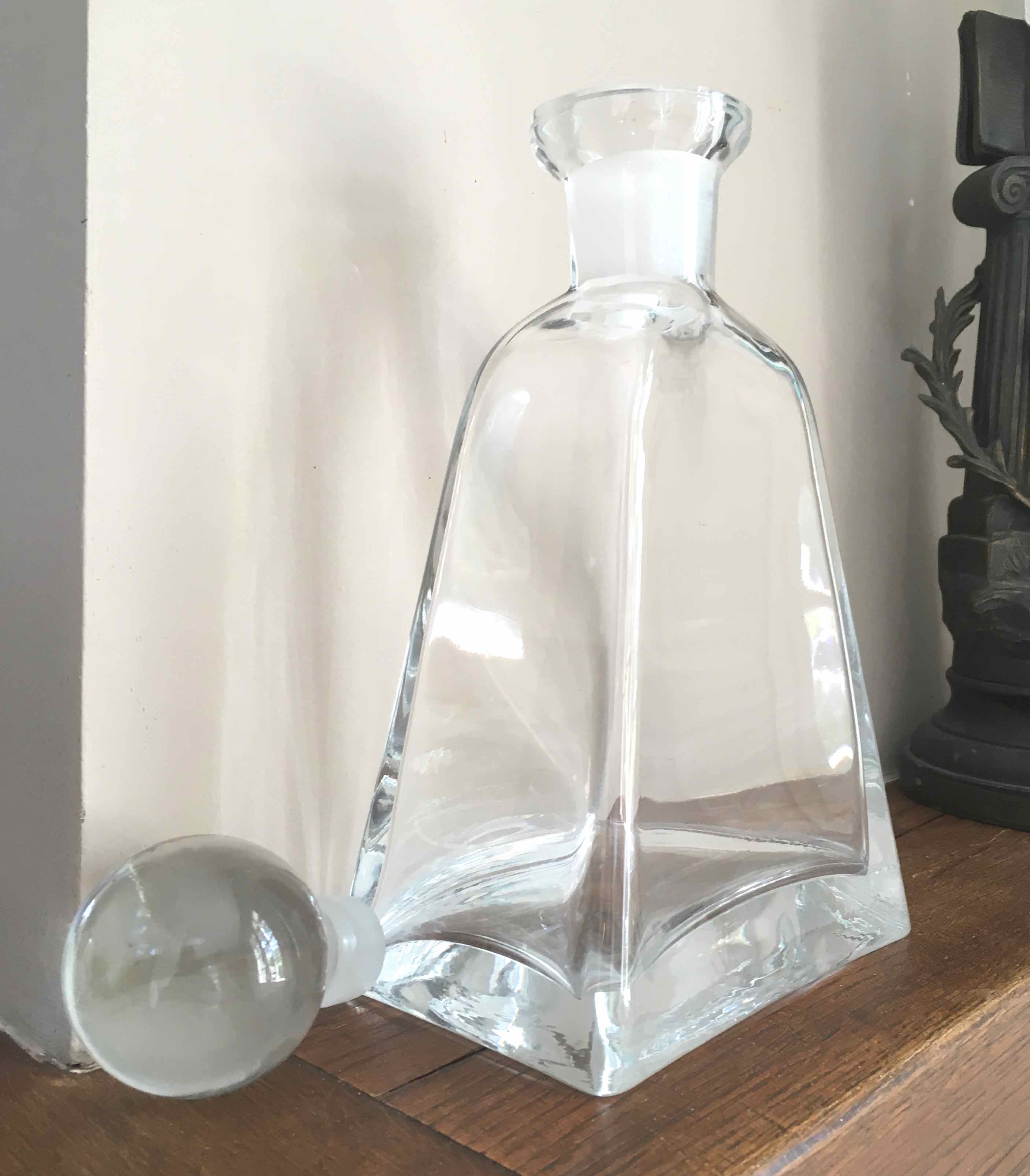 Thick glass carafe bottle 80s
