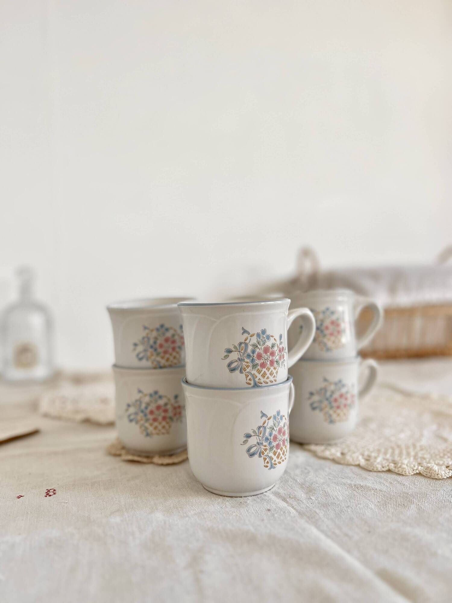Vintage porcelain cups Country Market Collection made in Japan floral pattern