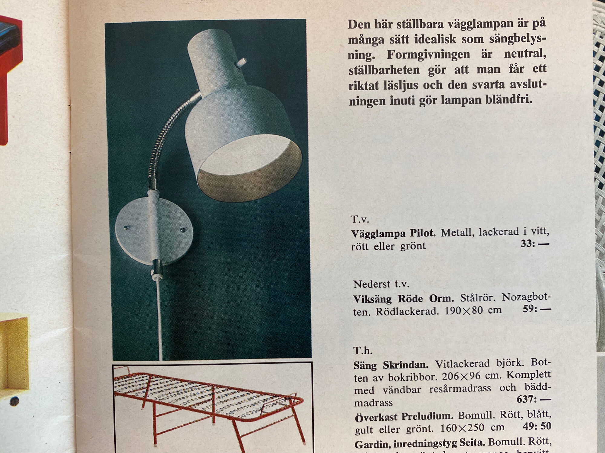 Pair of bedside wall lamps "Pilot" by KF Interör. Sweden 1960s