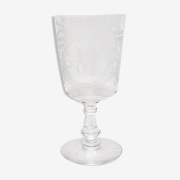 M crystal monogrammed foot glass