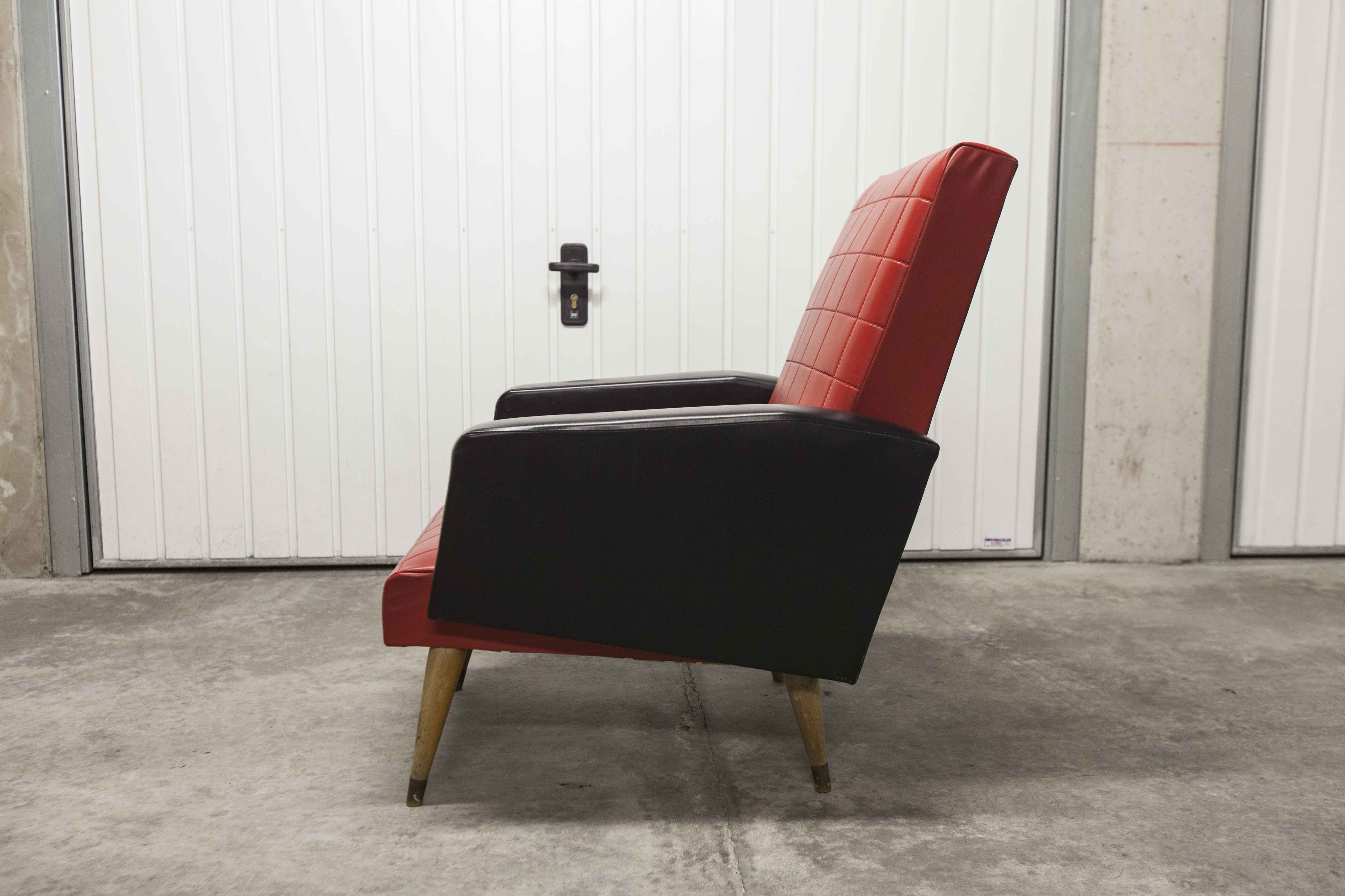 Paire de fauteuils rockabilly pieds compas 60