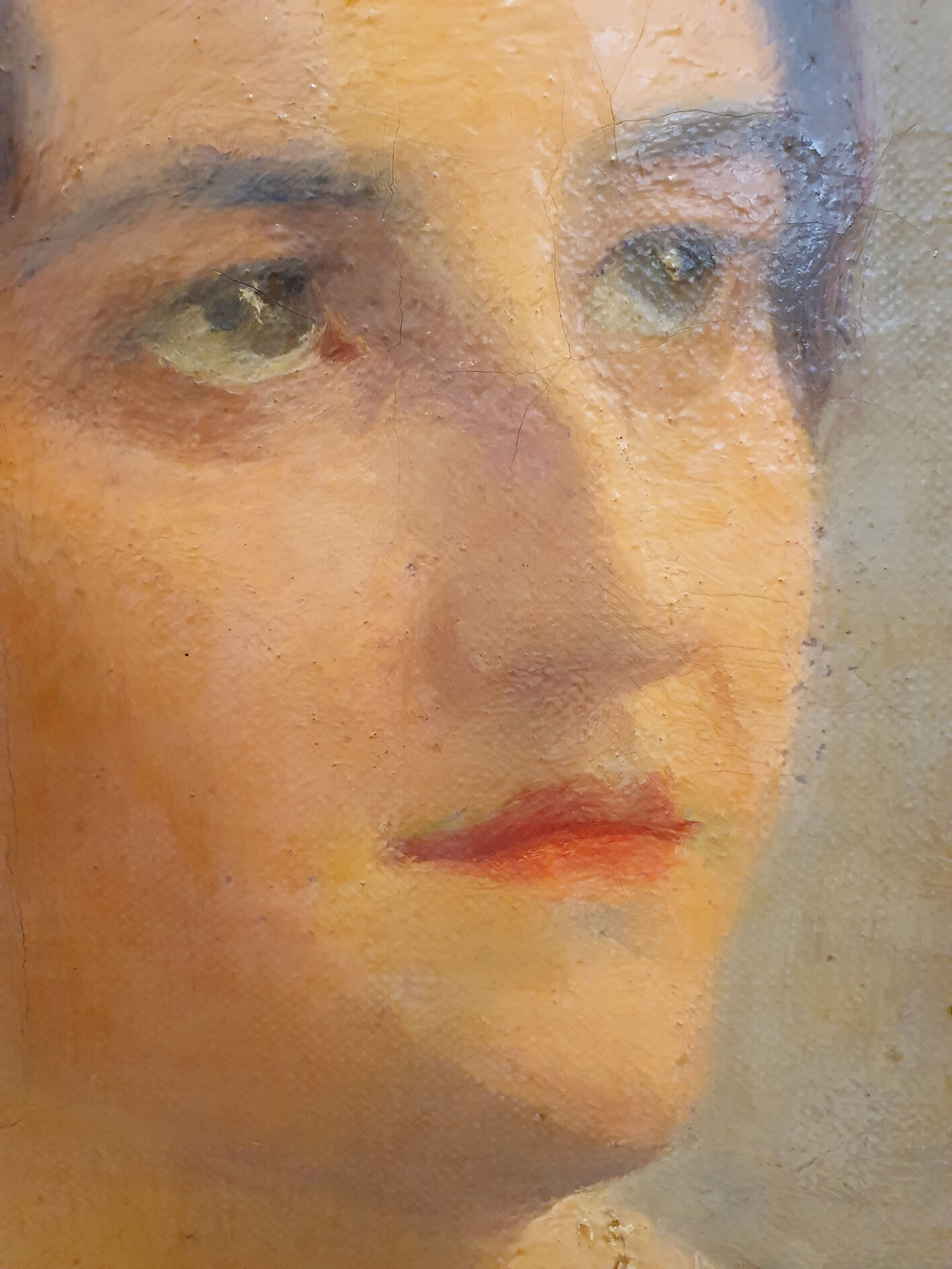 Oil portrait on canvas carved wooden frame