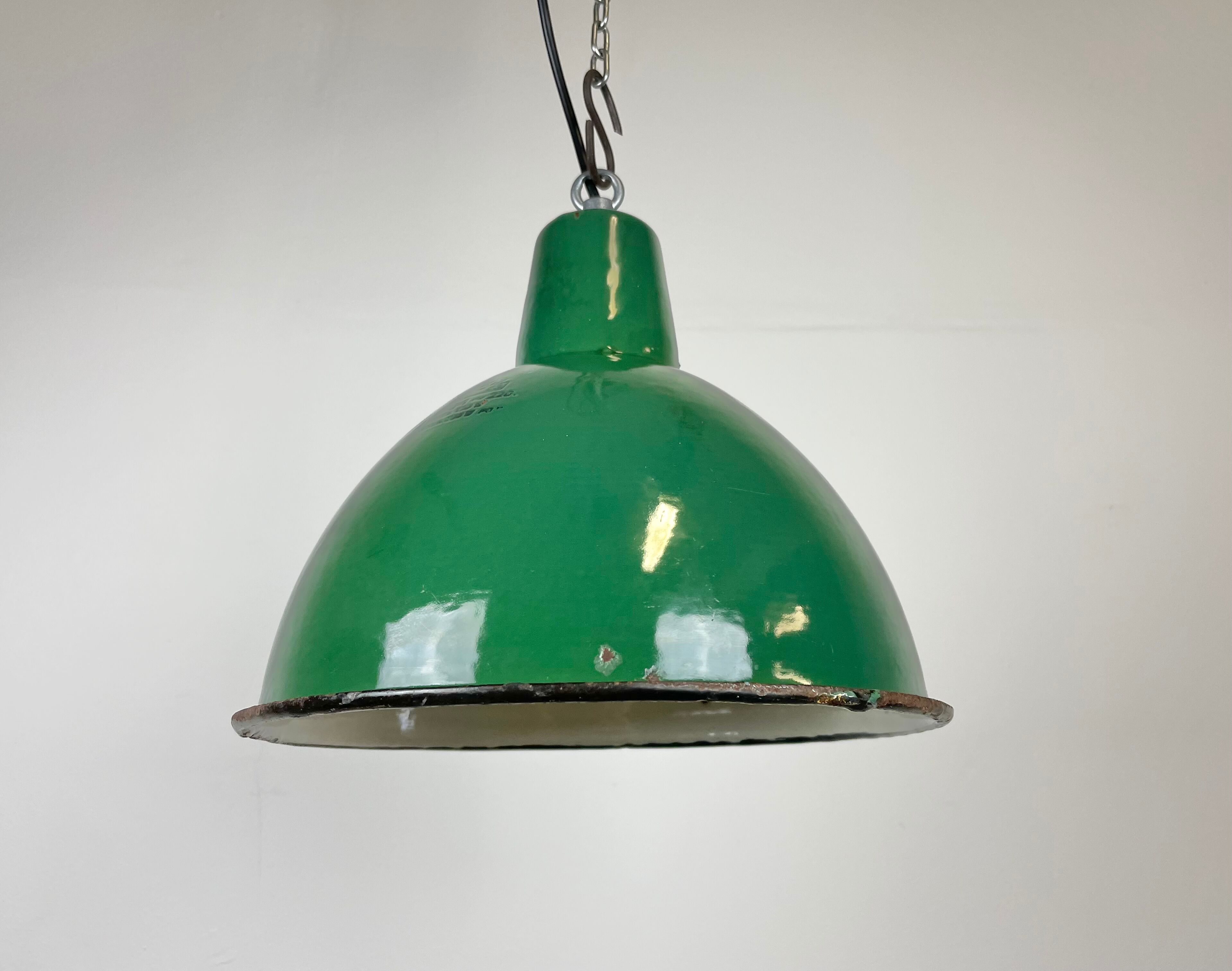 Industrial Green Enamel Factory Lamp, 1960s