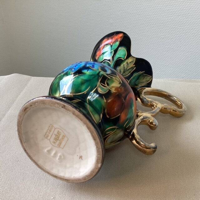 Vase motif fleurs en céramique d'art, faïence belge, Hubert Bequet