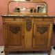 Art Deco solid wood sideboard with mirror and marble top
