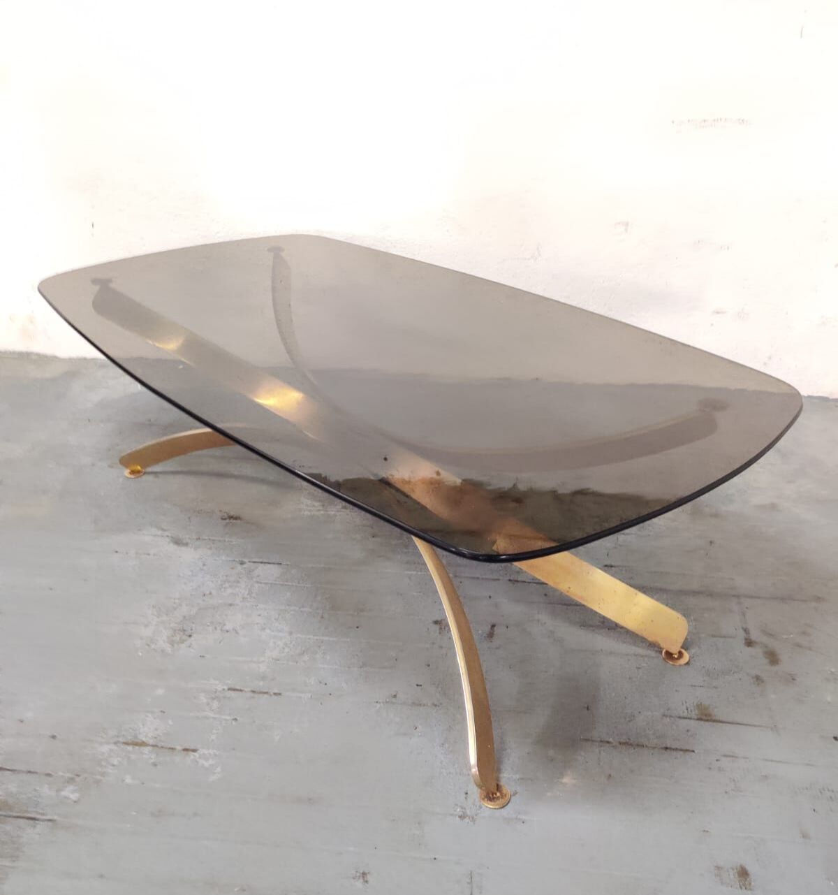 Golden metal coffee table, 70s