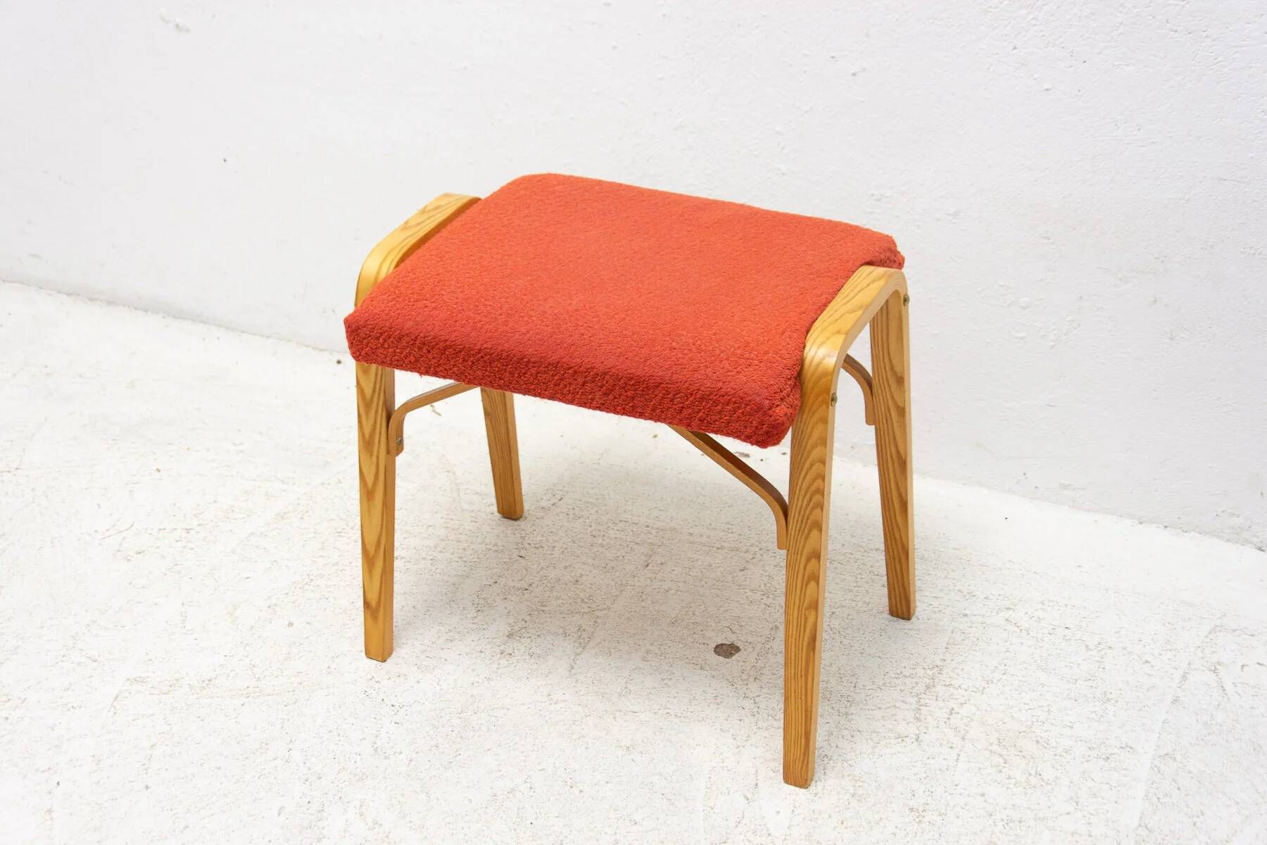 Mid-century bentwood stool by Dřevopodnik Holešov, wooden seating, 1970s
