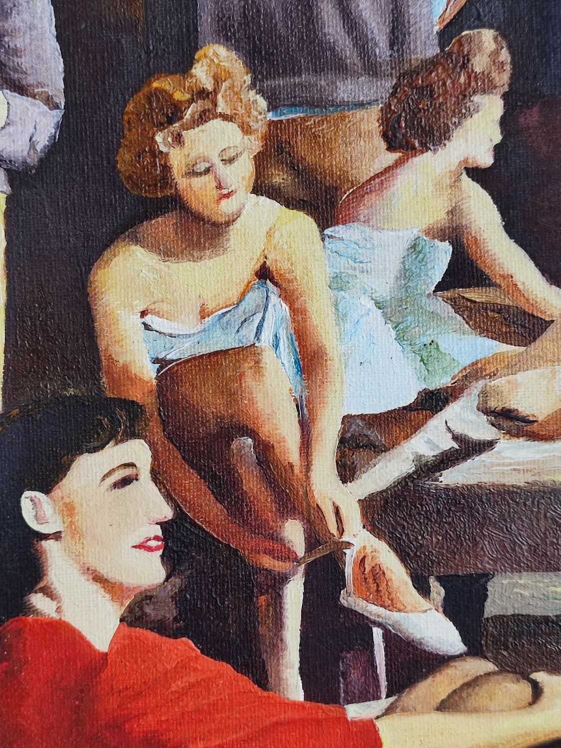 Painting on canvas former ballet dancers signed