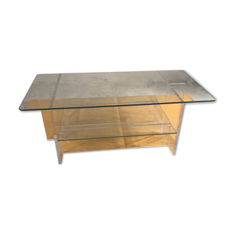 Plexiglas coffee table and glass