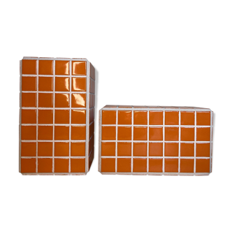 Pair of orange and white bookends