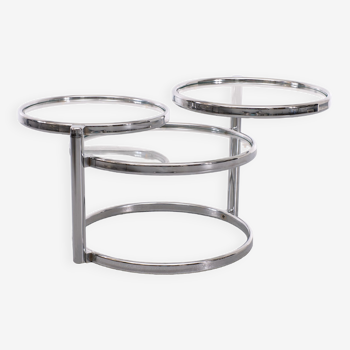 Milo Baughman Style Chrome Swivel Coffee Table 1970s