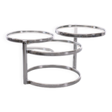 Milo Baughman Style Chrome Swivel Coffee Table 1970s