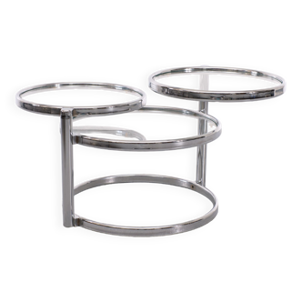 Milo Baughman Style Chrome Swivel Coffee Table 1970s