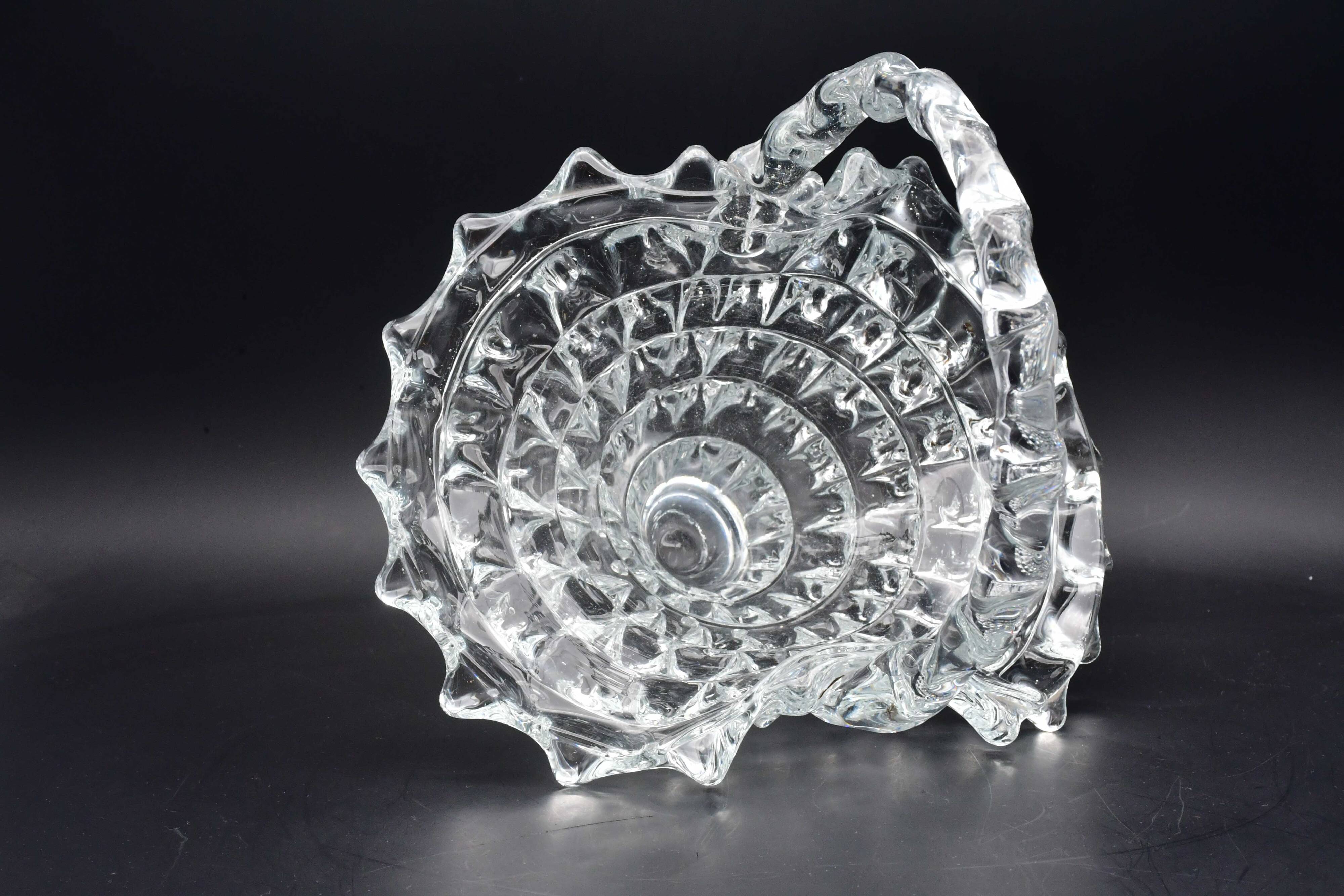 Barovier Rostrato Murano Italian glass basket centerpiece vase, 1940s