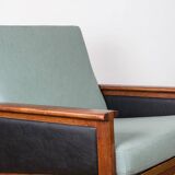 Paire de Fauteuils Danois en Teck, tissu et cuir, modèle N°4 Capella Illum Wikkelsø/Niels Eilersen.