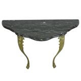 French Marble Console Ornate Brass Legs Baroque Style