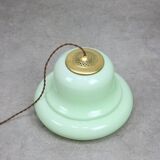 Mid-Century Italian Brass and Green Glass Pendant Lamp, 1960s