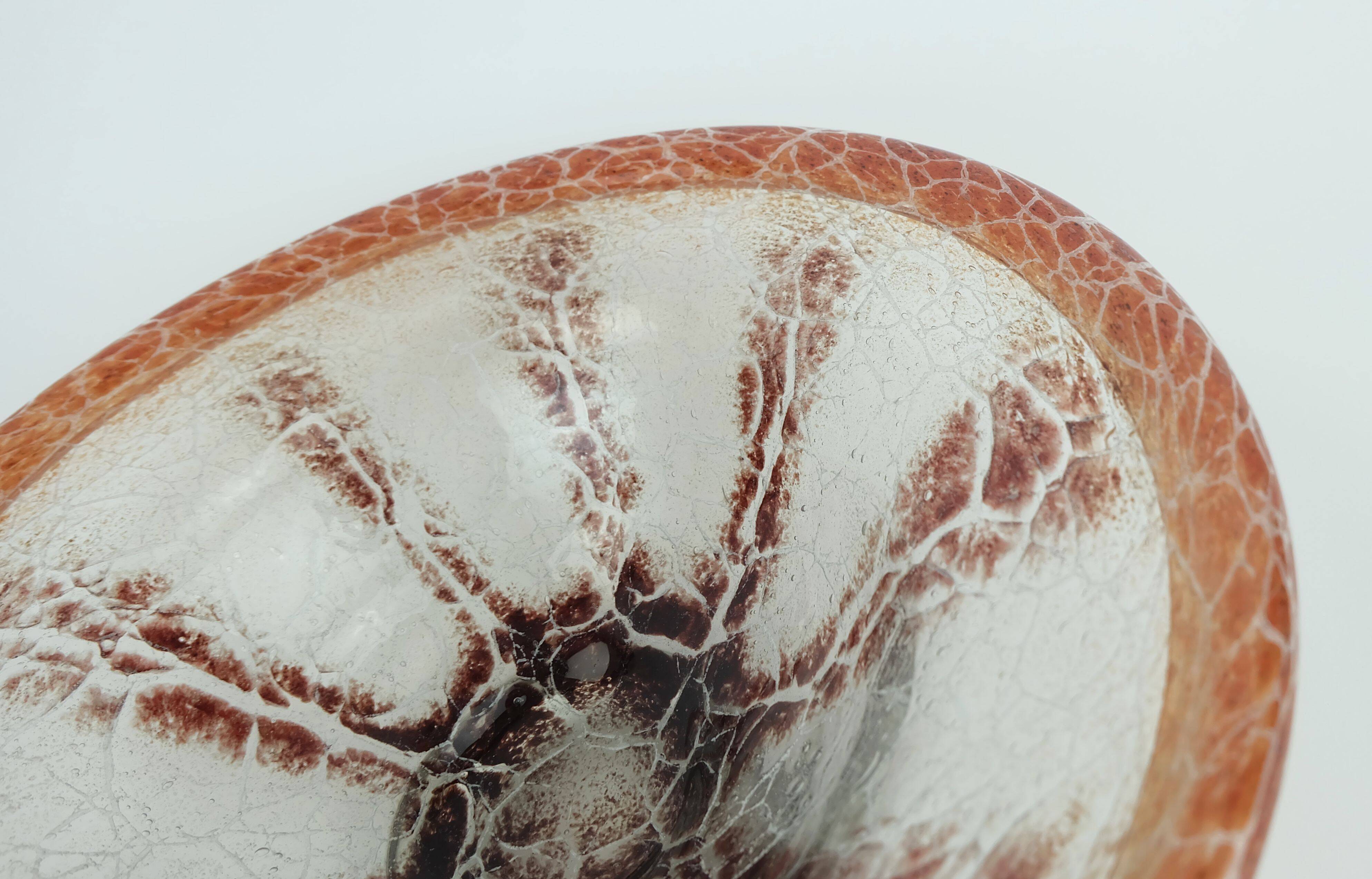 WMF art deco ikora glass BOWL karl wiedmann 1930s orange and dark red