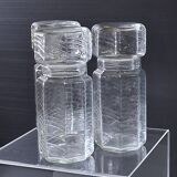 Set of 3 glass jars with old transparent lids in very good condition.