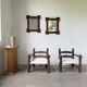 Pair of wooden mirrors in tramp art style