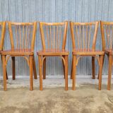 Série de 5 chaises bistrot Baumann signées anciennes