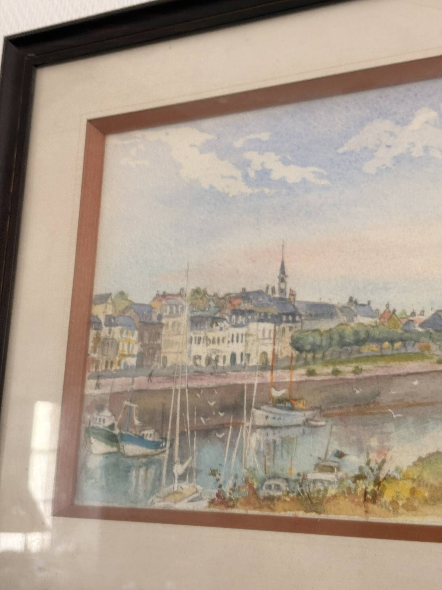 Norman Breton Harbour Watercolour Saint Valery Port Boats Coastline