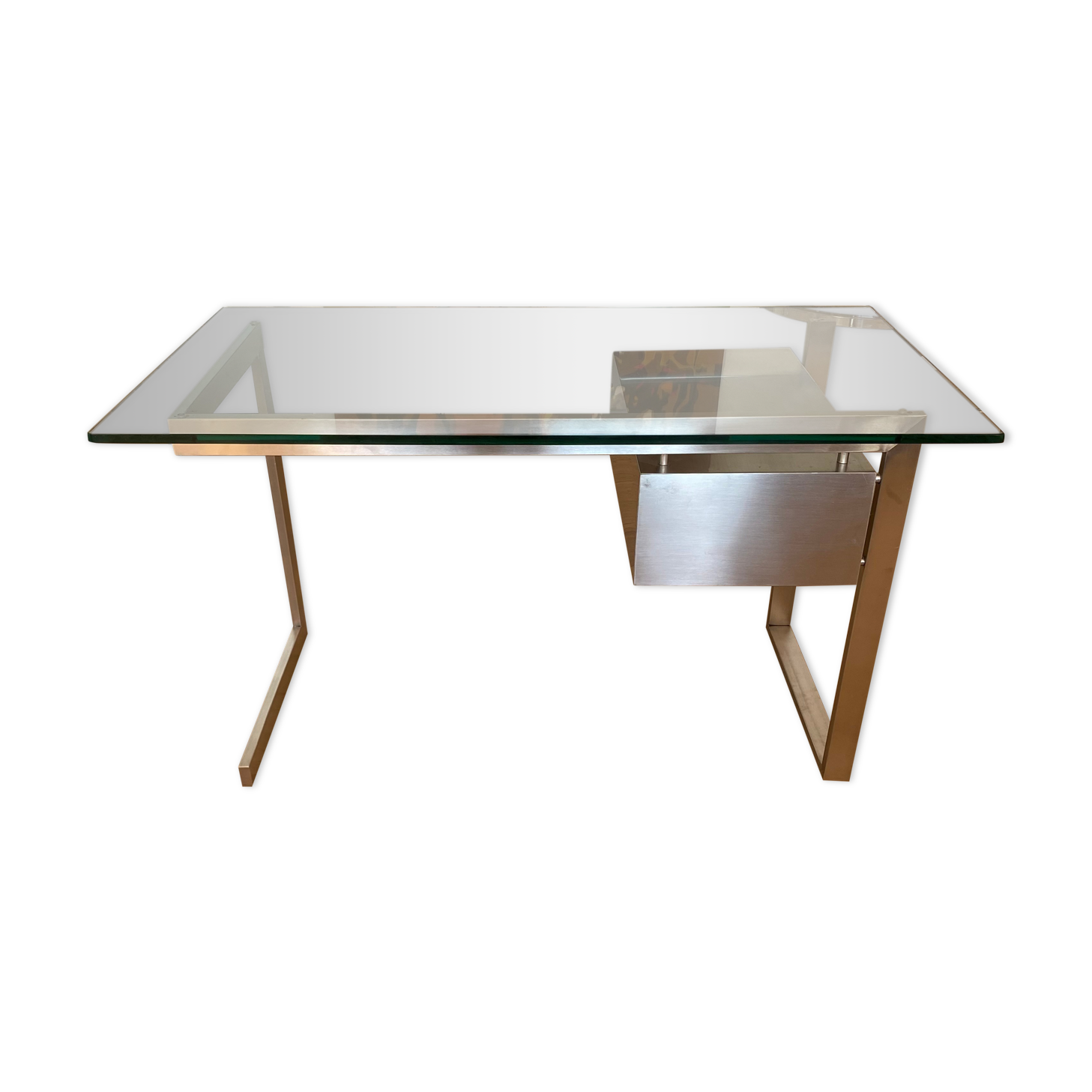 Modernist stainless steel desk by Paul Legeard for Dom. 1970