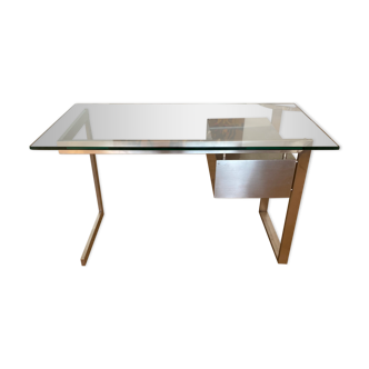 Modernist stainless steel desk by Paul Legeard for Dom. 1970