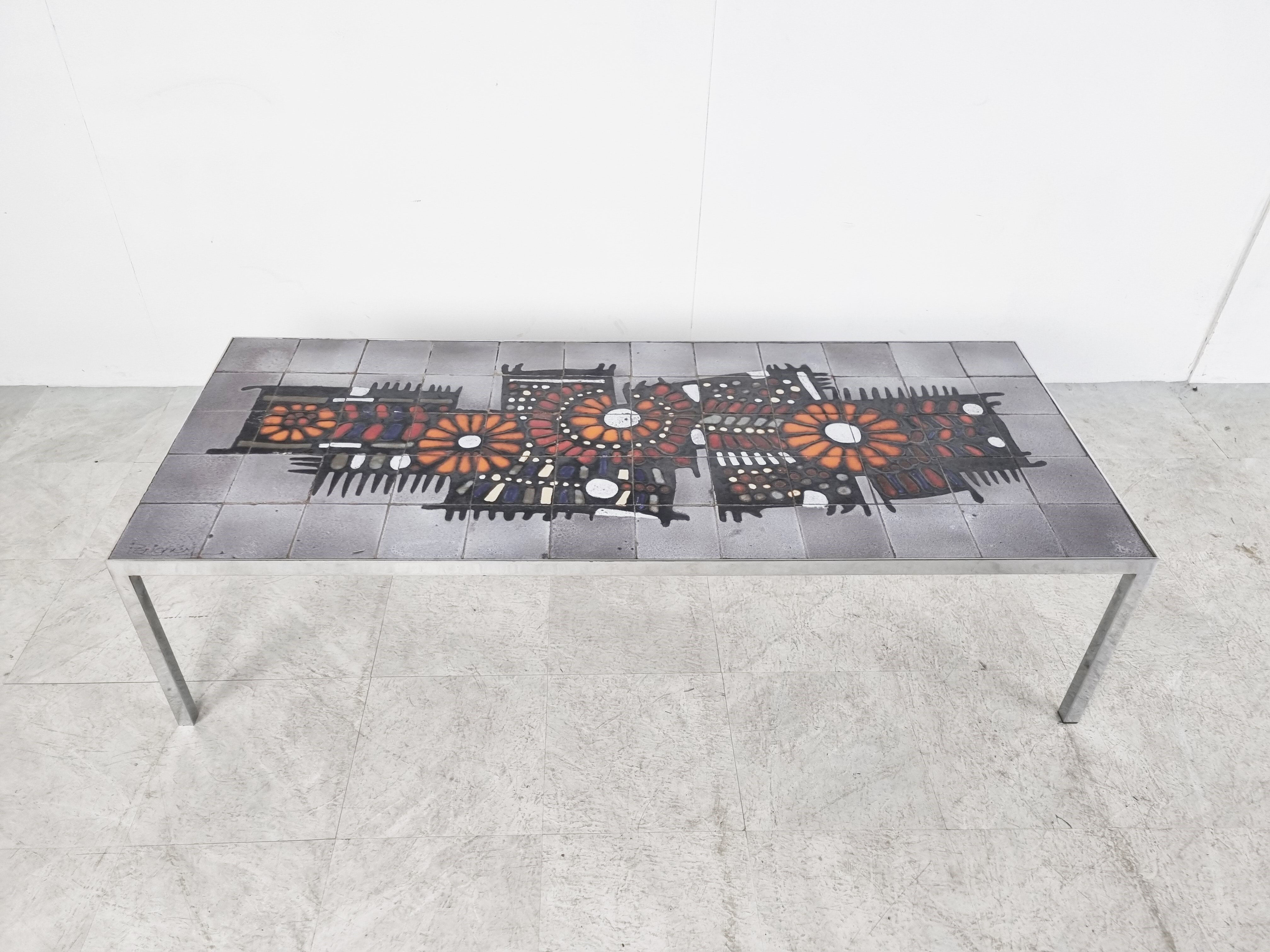 Vintage ceramic coffee table by Perignem, 1960s