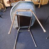 Paire fauteuils bleus et chromé lounge design 1970