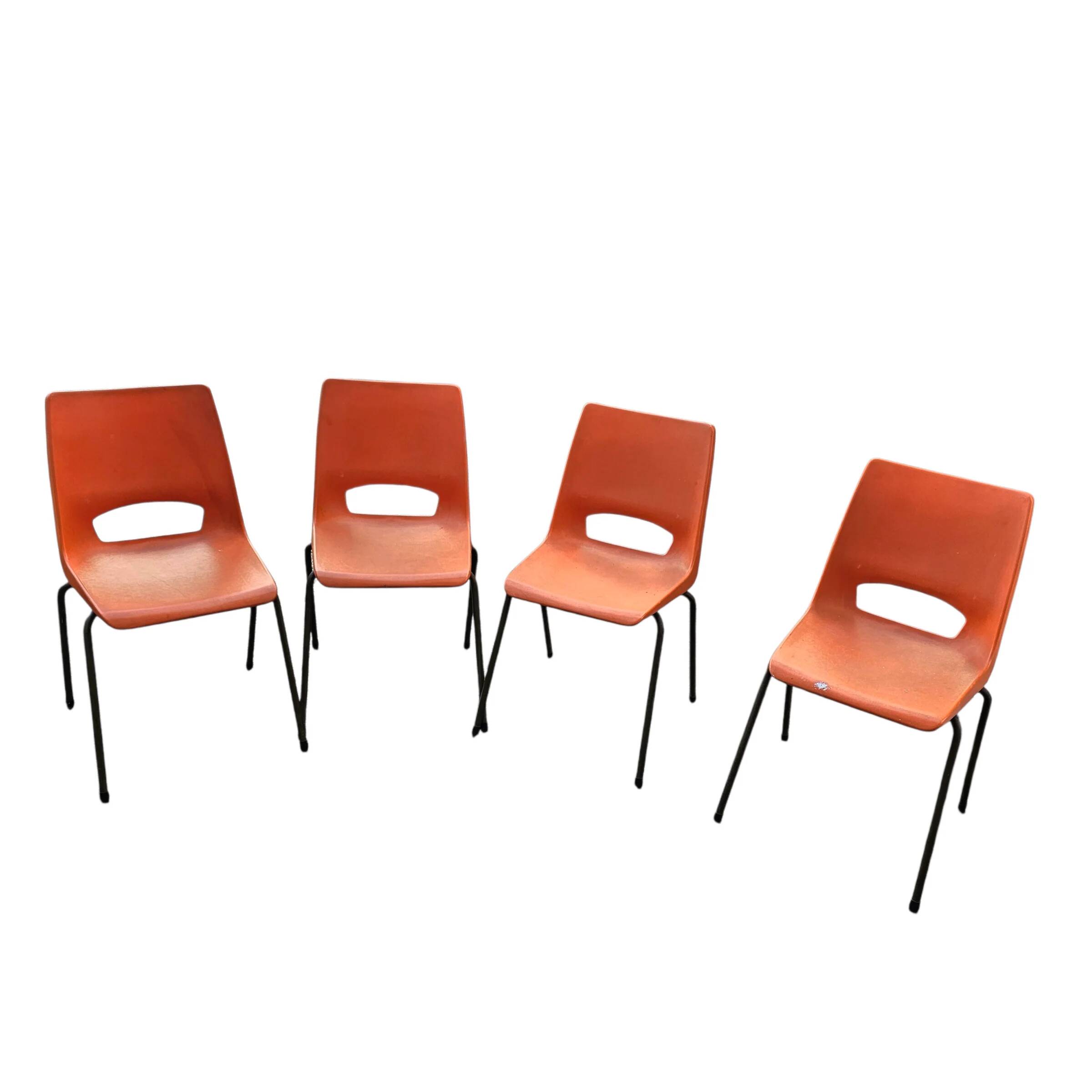 4 x Philippus Potter stacking chairs for Ahrend / Moulded seat / 1970s