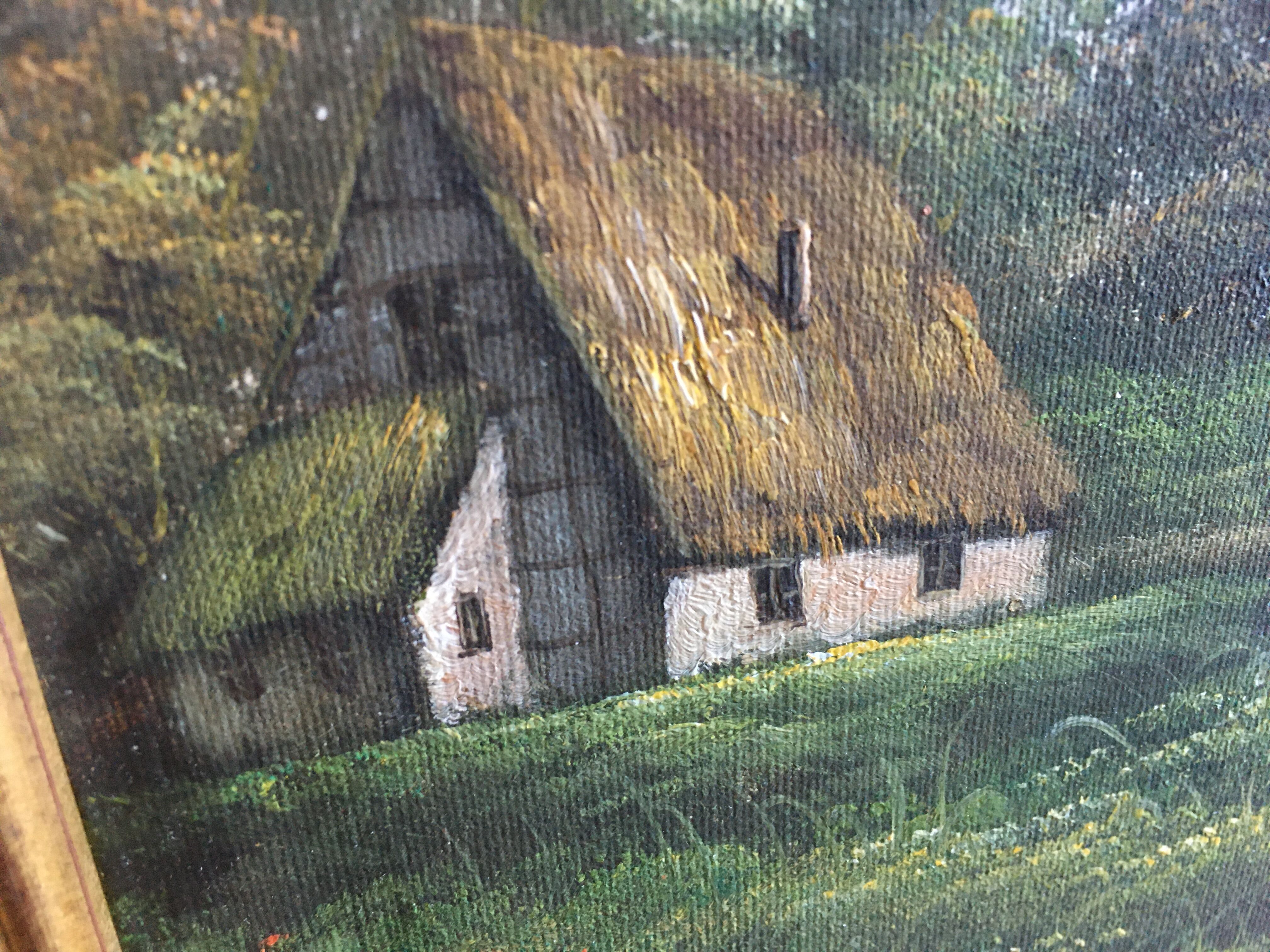 Painting on framed canvas gilded wood