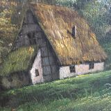Peinture sur toile encadrée bois doré