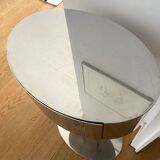 Superb dressing table, polished stainless steel side table, 70s design, Vintage Mobil