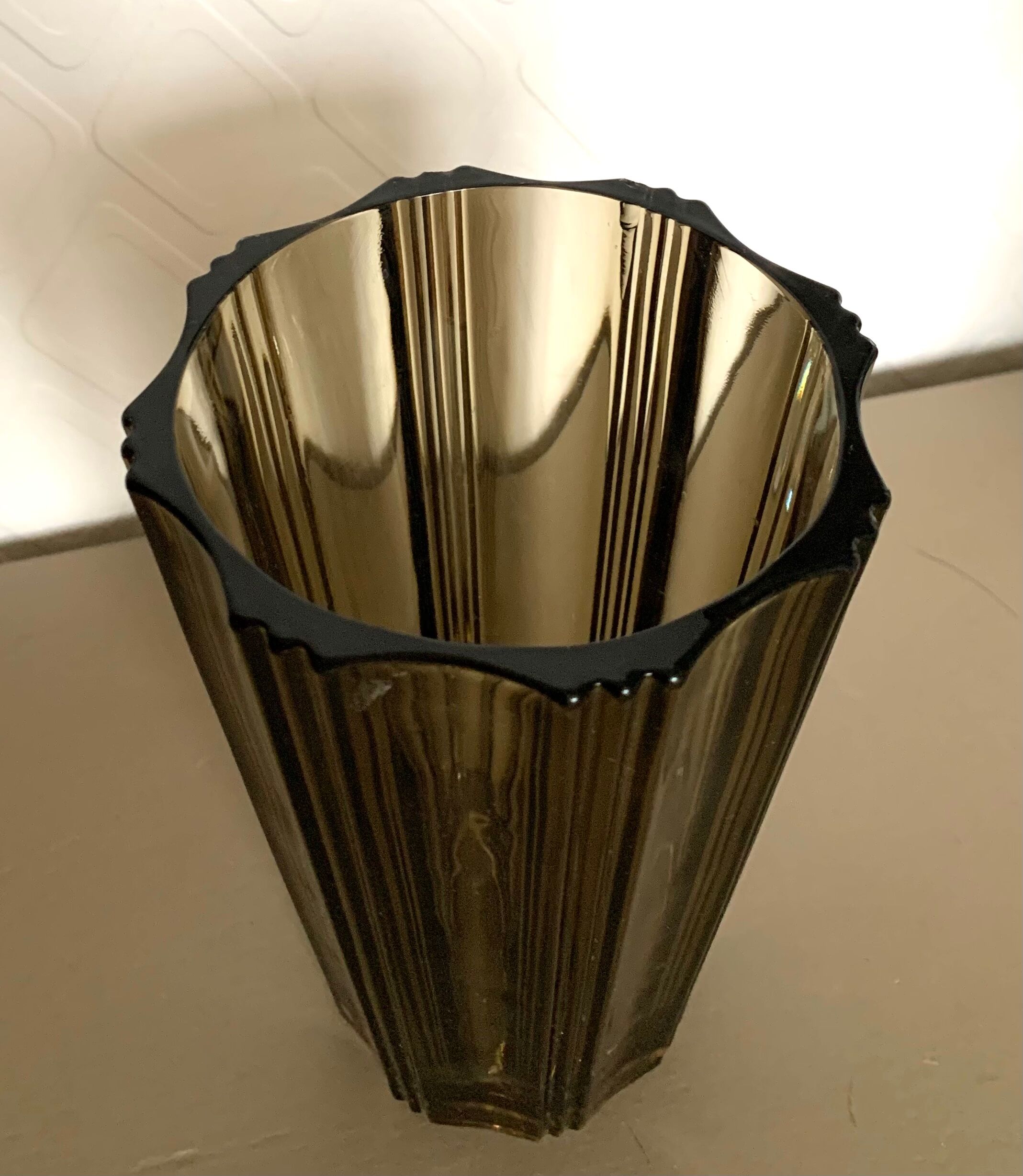 1970 smoked glass vase